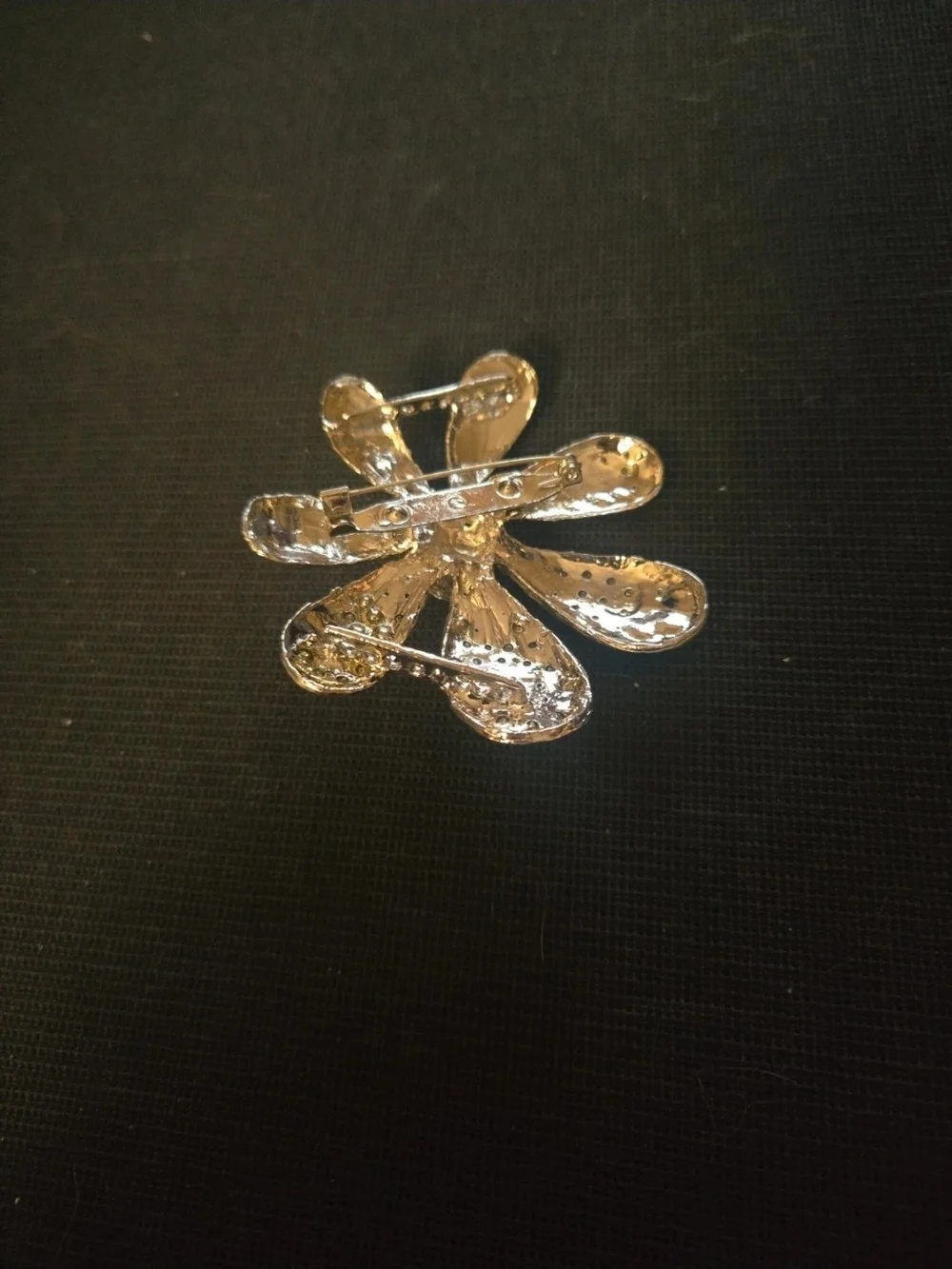 Gold and Yellow Floral Crystal Brooch - Women Jewelry Pre-loved
